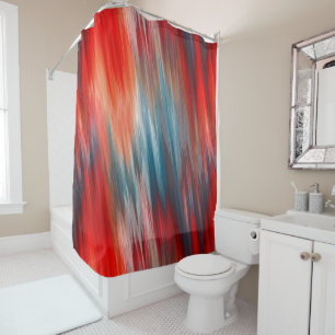 Rideaux De Douche Turquoise et rouge des feux natifs
