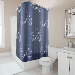 Rideaux De Douche Turquoise métallique, Fils blancs Noël