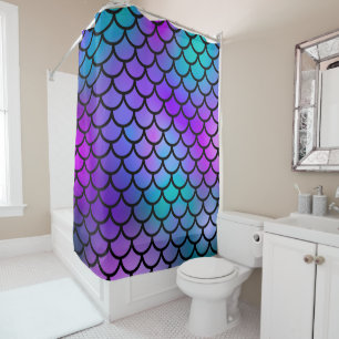 Rideaux De Douche Turquoise Pink Blue Mermaid Balances Imaginaire Po