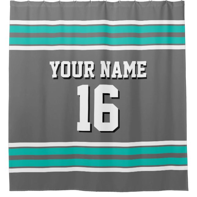 Rideaux De Douche Turquoise White Stripes Sports Jersey (Devant)