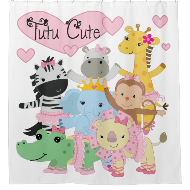 Rideaux De Douche Tutu Cute Zoo Animaux Ballerinas (Devant)