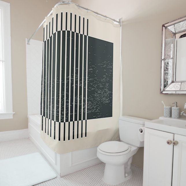 Rideaux De Douche "Tuyau noir contemporain" (En situation)