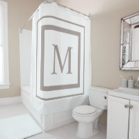 Twilight taupe et blanc carré bordure monogramme