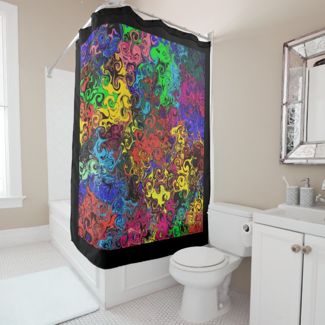 Rideaux De Douche Twirlers colorés Abstraits / (En situation)
