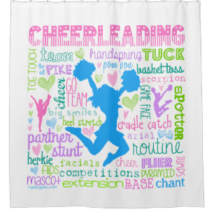 Rideaux De Douche Typographie Cheerleading en pastel de mots