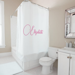 Rideaux De Douche Typographie Nom Texte & Couleur Moderne Style Blan