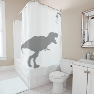 Rideaux De Douche Tyrannosaurus Dinosaure Silhouette Ombre Derrière