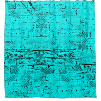 Rideaux De Douche Un bleu turquoise grinçant sans couleur. Éléments