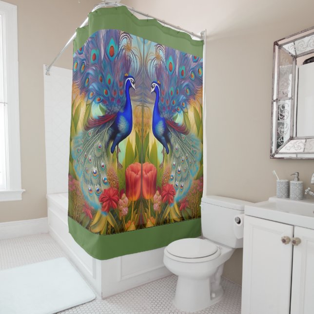 Rideaux De Douche Un paon (En situation)