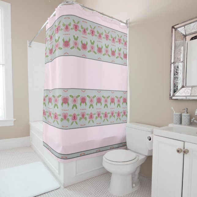 Rideaux De Douche Une florale rose chic et chic (En situation)