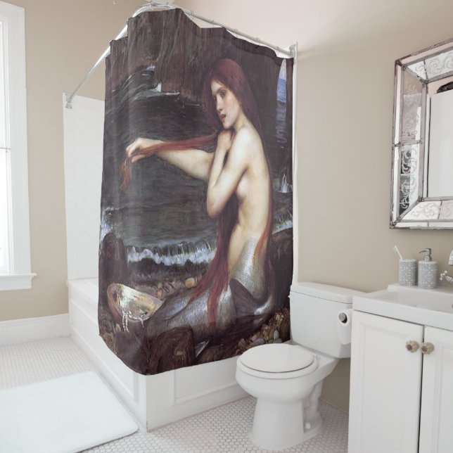 Rideaux De Douche Une sirène de J W Waterhouse, 1901 (En situation)