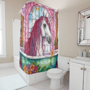Rideaux De Douche Unicorne dans la baignoire