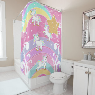 Rideaux De Douche Unicornes magiques roses