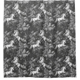 Rideaux De Douche Unicornes monochromes Toile De Jouy