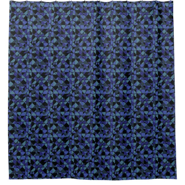 Rideaux De Douche Unique Gras Hip Géométrique Bleu Cyan Gris Noir (Devant)