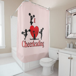Rideaux De Douche Unique I Heart Cheerleader rose