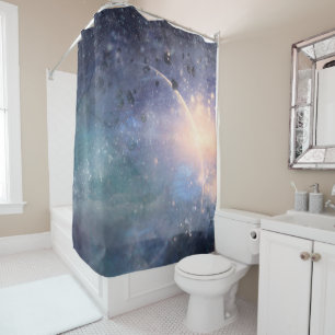 Rideaux De Douche Univers Lumières Mystiques Céleste Rêveur Étincell