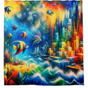 Rideaux De Douche "Utopie submergée : Atlantis réinventé"
