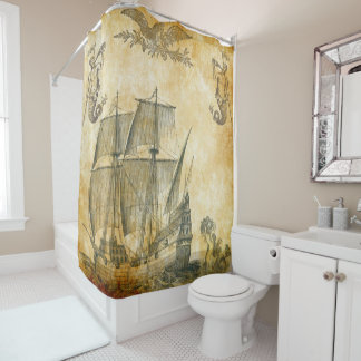 Rideaux De Douche v combiné nautique vintage 6