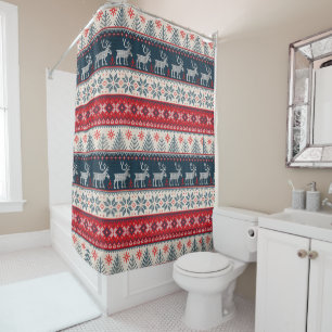 Rideaux De Douche Vacances Faux Knit Motif Noël Nordic Thème