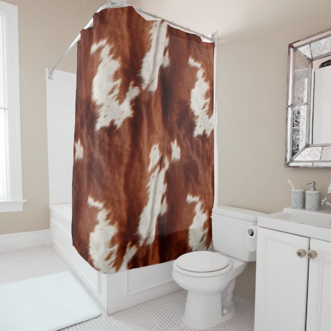 Rideaux De Douche Vache blanche Brown (En situation)