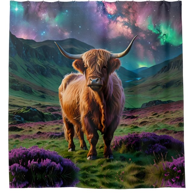 Rideaux De Douche Vache Highland Under The Stars (Devant)
