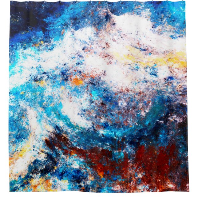 Rideaux De Douche Vague bleue de la mer. Des éclaboussures artistiqu (Devant)