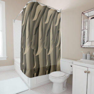Rideaux De Douche Vague d'art moderne brun et beige
