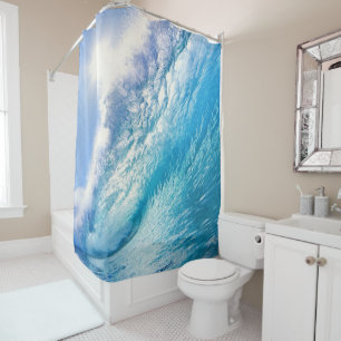 Rideaux De Douche Vague de surfeur océan bleu blanc 