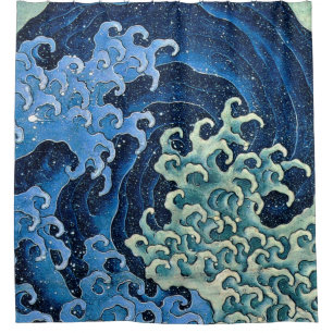 Rideaux De Douche Vague féminine de Hokusai Océan Vintage
