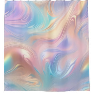 Rideaux De Douche Vagues abstraites rose bleu jaune pastel tendance