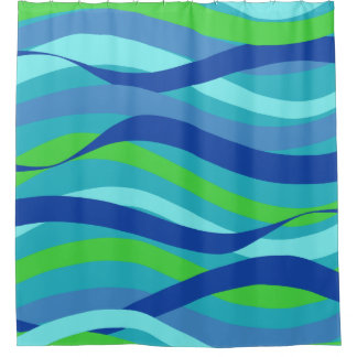 Rideaux De Douche Vagues bleues et vertes