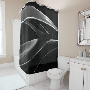 Rideaux De Douche Vagues dans Chrome abstrait noir & blanc photo