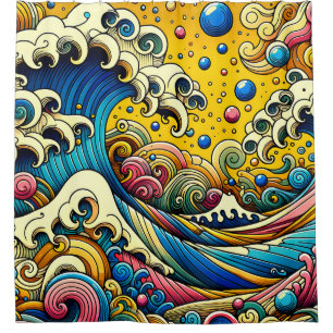 Rideaux De Douche "Vagues lunaires : le mirage des océans"