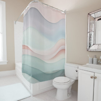 Rideaux De Douche Vagues océaniques abstraites couleurs pastel