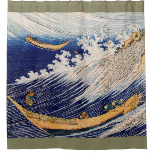 Rideaux De Douche Vagues océaniques Hokusai Bateaux en mer