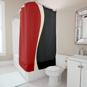 Rideaux De Douche Vagues simples 2 en rouge et crème