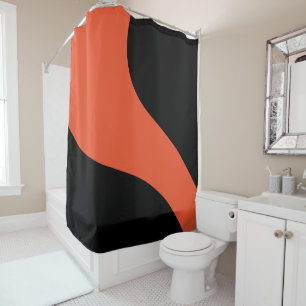 Rideaux De Douche Vagues simples en noir et orange