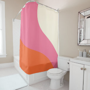 Rideaux De Douche Vagues simples - rose, orange et crème