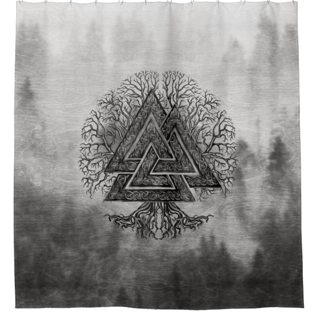 Rideaux De Douche Valknut et arbre de la vie Yggdrasil (Devant)