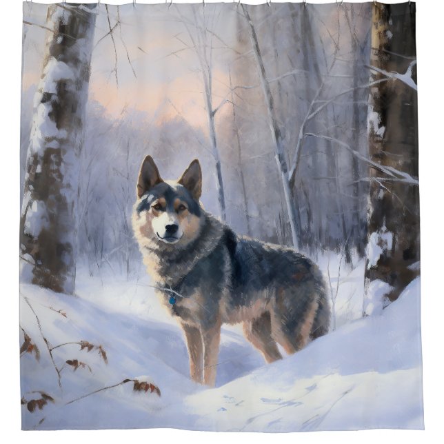 Rideaux De Douche Vallhund suédois Laisser neiger Noël (Devant)