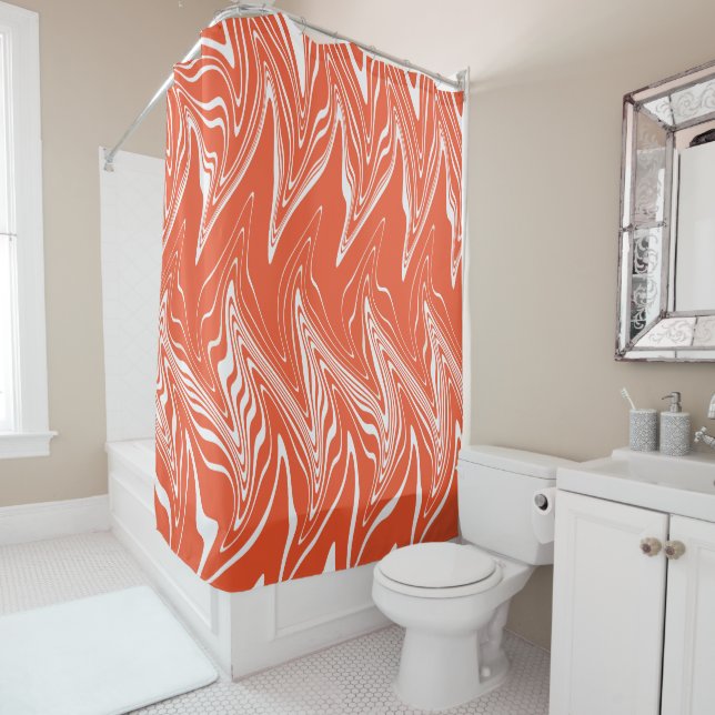 Rideaux De Douche Varé - orange et blanc (En situation)