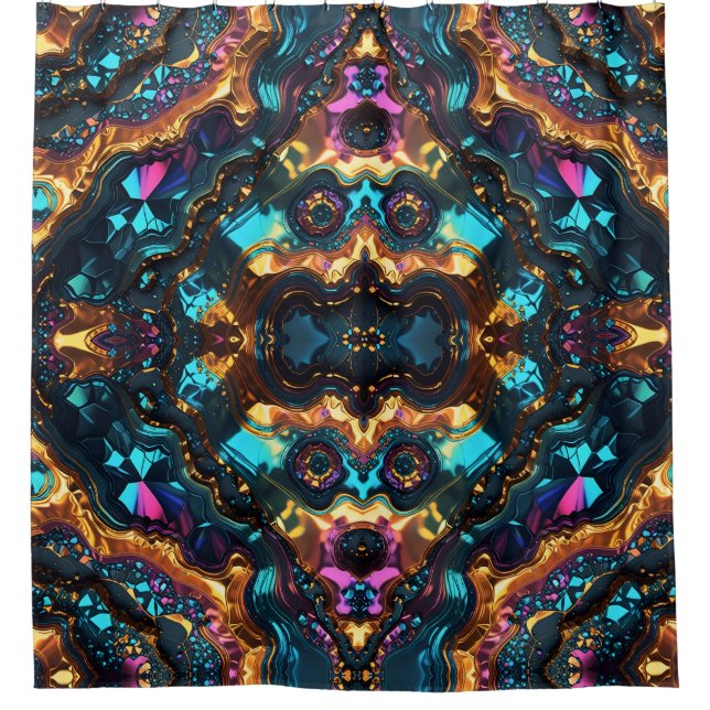 Rideaux De Douche Veines dorées aux pierres brillantes (Devant)