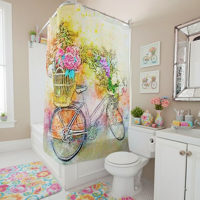 Rideaux De Douche Vélo et fleurs (Créateur téléchargé)