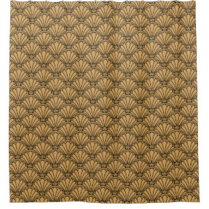 Rideaux De Douche Ventilateur or et noir Art déco Fleurs Motif