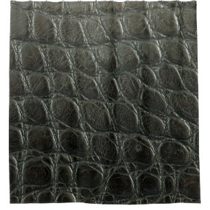Rideaux De Douche Véritable alligator noir texture cuir, gros plan 