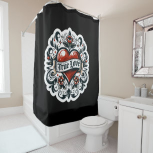 Rideaux De Douche Véritable amour Coeur Tatouage Style Sticker Artis