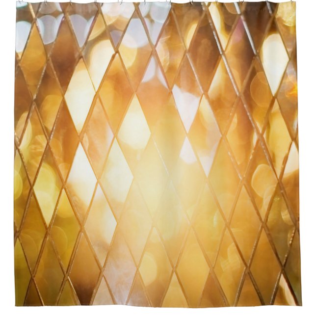 Rideaux De Douche Verre en mosaïque dorée brillante (Devant)