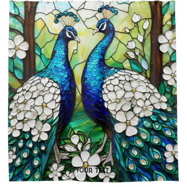 Rideaux De Douche Verre Peacock Cute Imaginaire (Devant)