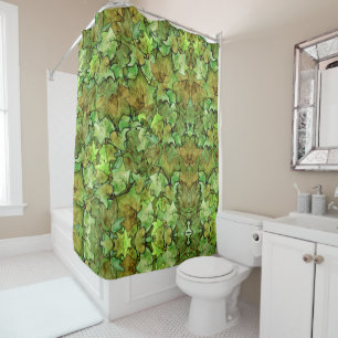 Rideaux De Douche Vert anglais Ivy Nature Motif d'aquarelle